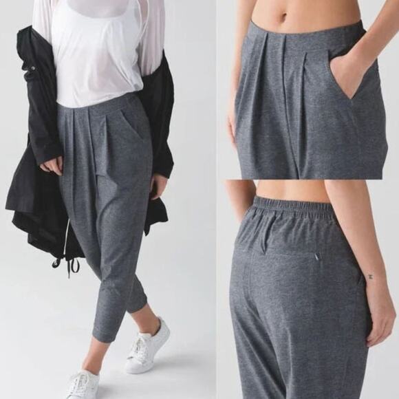 lululemon athletica Pants - Lululemon &go Keepsake Pant Gray Relaxed Lightweight Pleated Tapered Leg 4